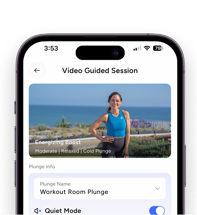 iPhone running PrimalOS from Primal Plunges and showing a video guided cold plunge session