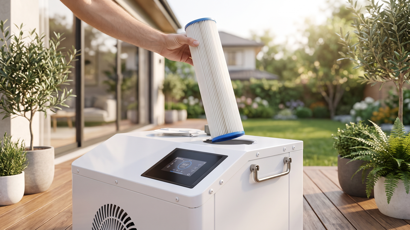 Lifting the top-mount filter out of a Primal chiller